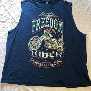 Freedom Rider-Powered by Freedom / Patriotic Muscle/Tank Top 3XL Blue NWT USA